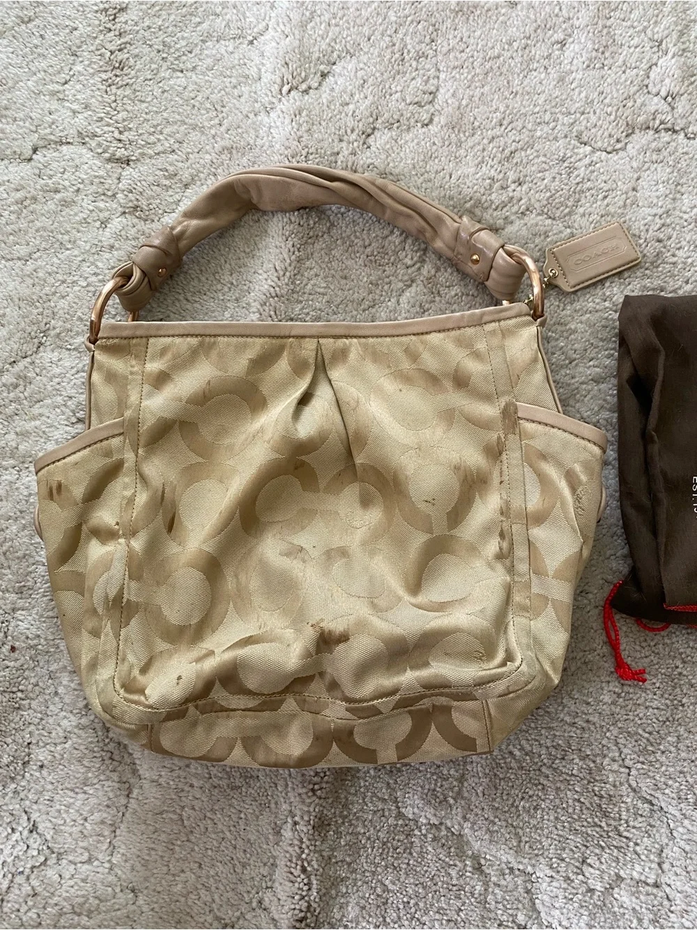 Coach Tan/Beige Signature Shoulder Bag